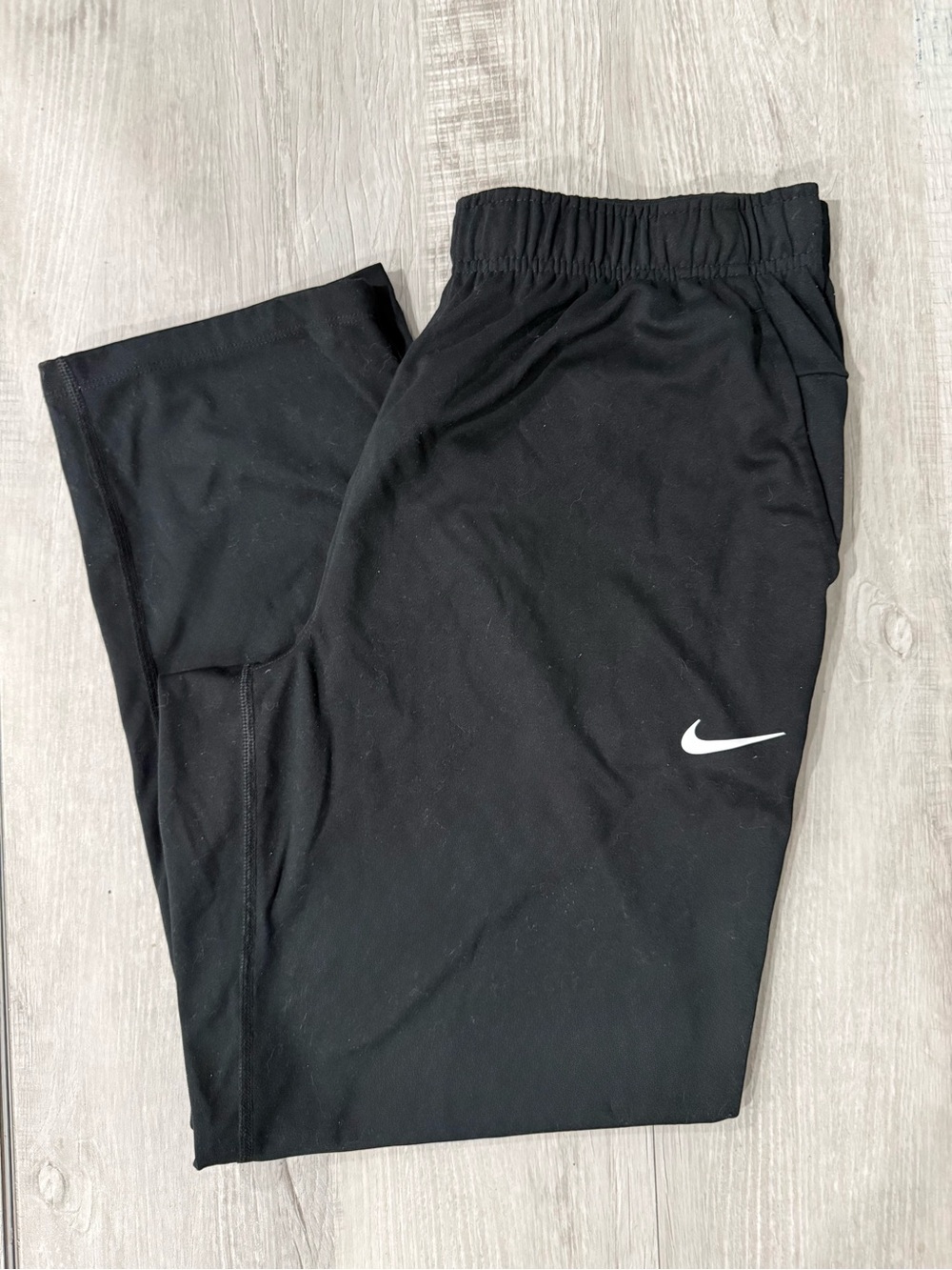 Nike Men's L Black Dri-FIT Track Pants Drawstring Elastic Waist Gym Training